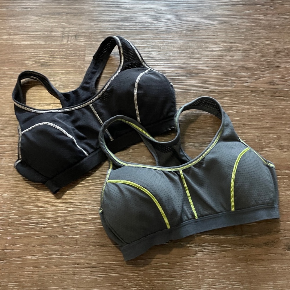 Racerback Strap Sports Bra Set of 2 Padded Black and Gray